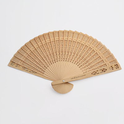 Eventail mariage personnalisé bois - Terracotta