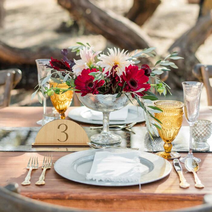 Numéro de table mariage bois et acrylique 7,5x15 cm - Terracotta