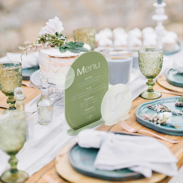 Numéro de table mariage acrylique 12x11 cm - Garden