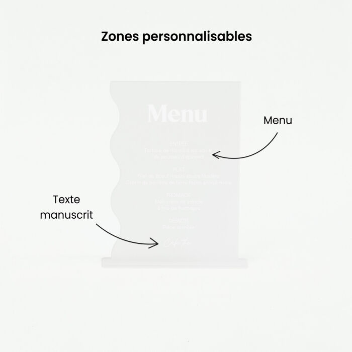 Menu mariage personnalisé acrylique givré 14x20 cm - Pop