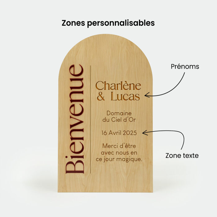 Panneau bienvenue mariage personnalisé bois 99x59 cm - Terracotta
