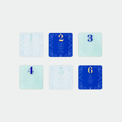 Plan de table à composer mariage personnalisé acrylique coloré 17x17 cm - Blue Mediterraneo