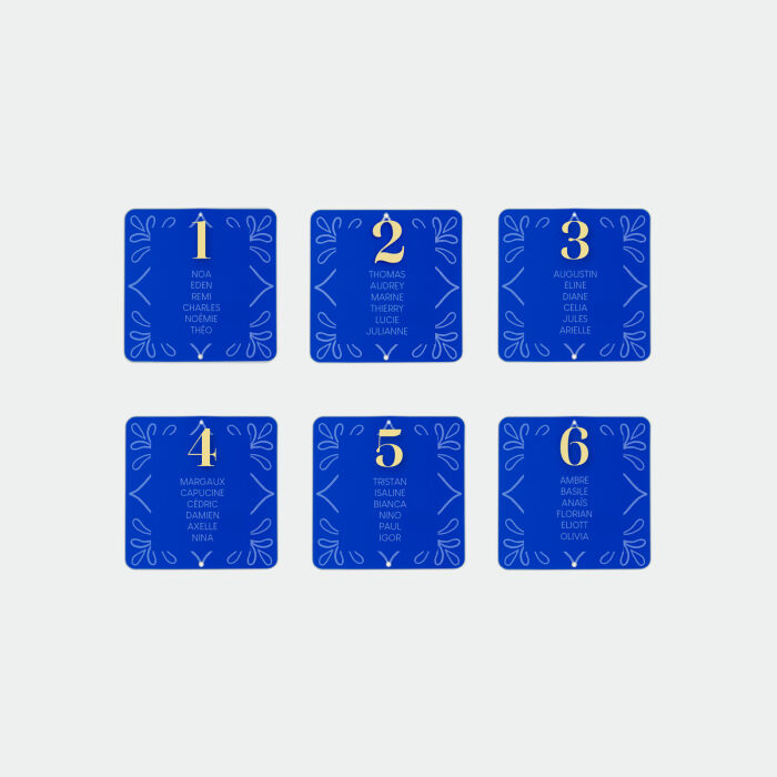 Plan de table à composer mariage personnalisé acrylique coloré 17x17 cm - Blue Mediterraneo