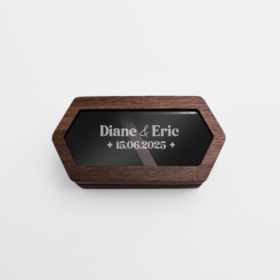 Boîte à alliances mariage personnalisée hexagonale bois et plexiglas 9,7x5x2,8 cm - Pop