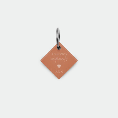 Porte-clés mariage personnalisé losange acrylique terre brûlée --x-- cm - Terracotta