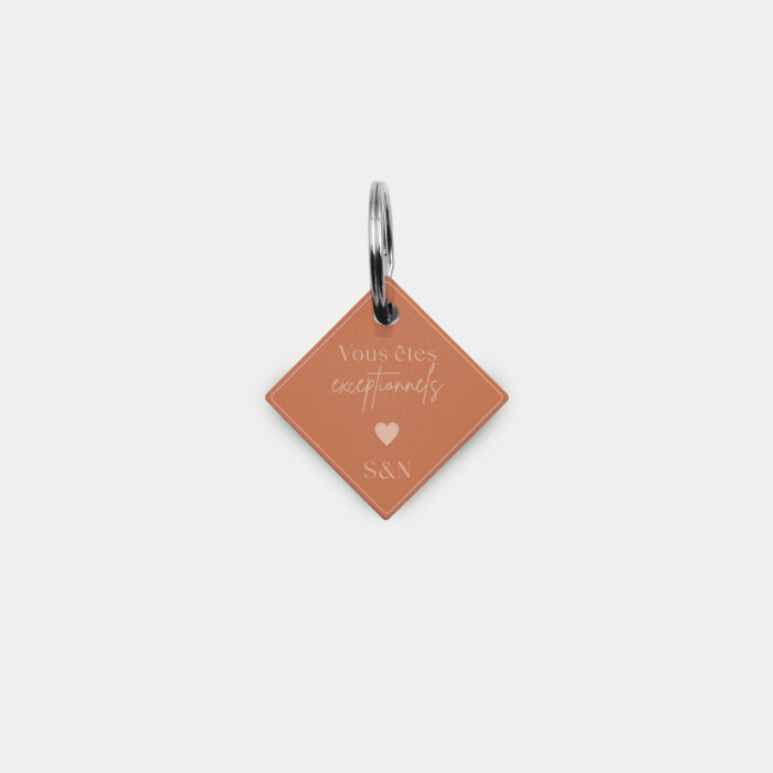 Porte-clés mariage personnalisé losange acrylique terre brûlée --x-- cm - Terracotta