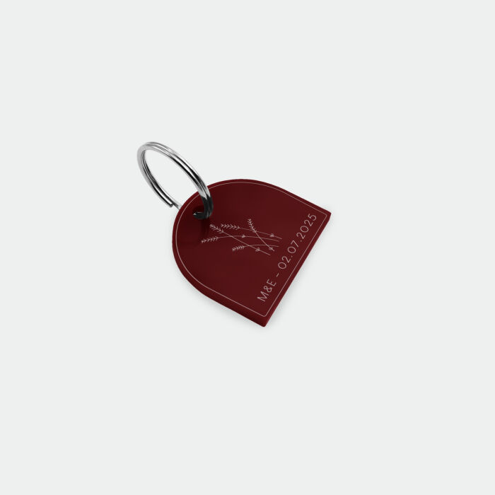 Porte-clés mariage personnalisé arche acrylique rouge carmin 4,5x3,7 cm - Terracotta