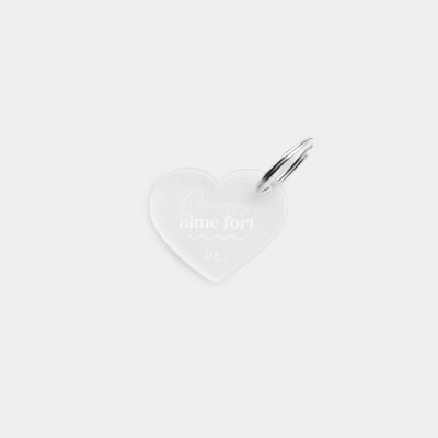 Porte-clés mariage personnalisé coeur acrylique givré 4,5x3,7 cm - Pop
