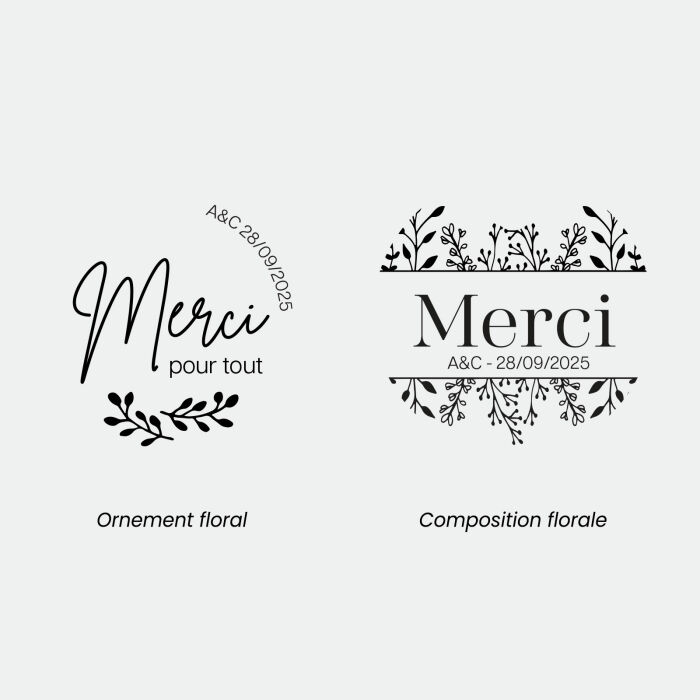 Illustration étiquette cadeau mariage illustrée Merci - Bohème