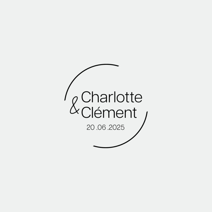 Illustration touillette mariage personnalisée prénoms mariés - Garden