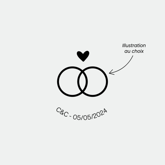 Touillette ou étiquette cadeau mariage illustrée