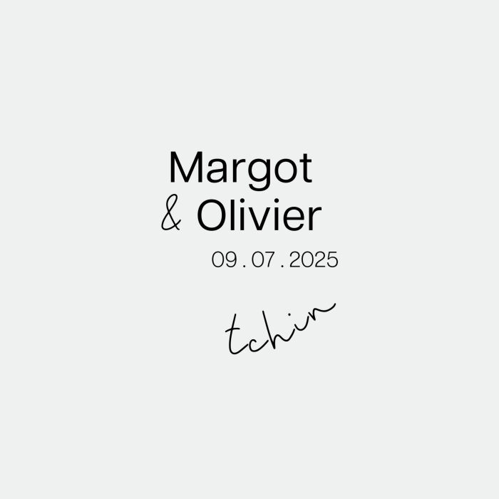 Illustration marque-verre mariage personnalisé initiales ou prénoms mariés - Garden