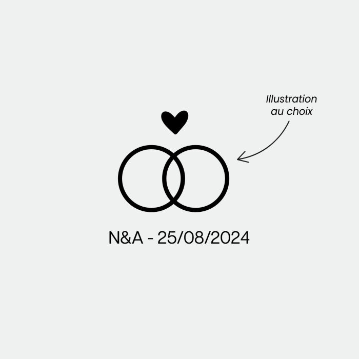 Touillette mariage illustrée - Bohème