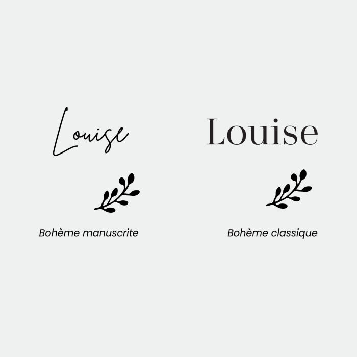 Illustration marque-verre mariage personnalisé prénoms invités - Bohème