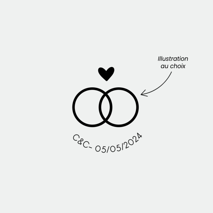 Touillette ou etiquette cadeau mariage illustrée - Blue Mediterraneo