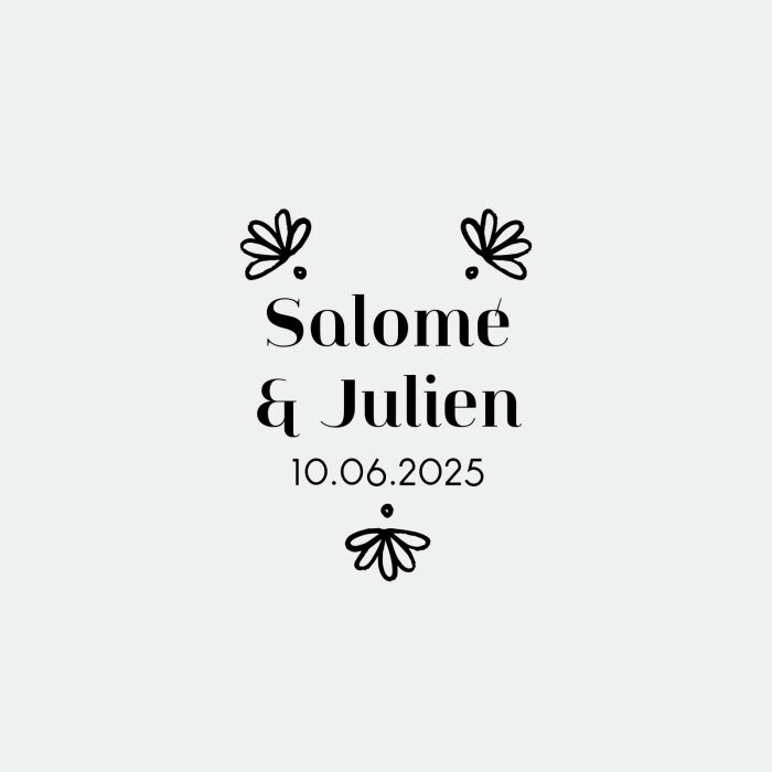 Illustration touillette ou étiquette cadeau mariage personnalisée prénoms mariés - Blue Mediterraneo