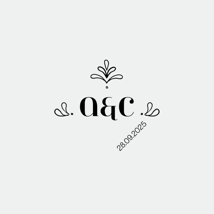 Illustration marque-verre mariage personnalisé initiales mariés - Blue Mediterraneo