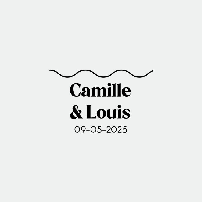 Illustration étiquette cadeau mariage personnalisée prénoms mariés - Pop