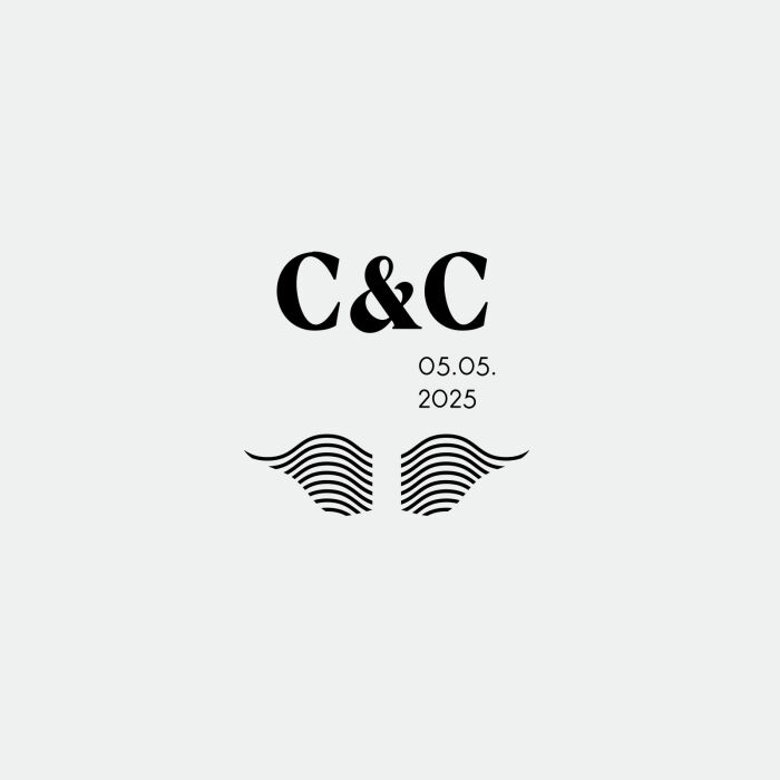 Illustration marque-verre mariage personnalisé initiales ou prénoms mariés - Pop