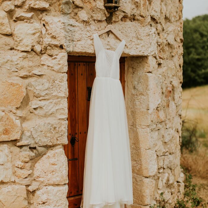 Cintre mariage personnalisé prénoms mariés bois 45x23 cm - Bohème