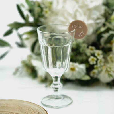 Marque-verre personnalisé prénoms invités acrylique beige 40x40 - Bohème