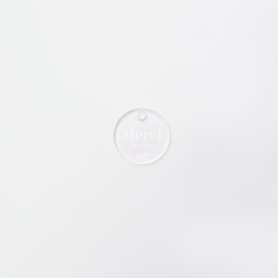 Etiquette cadeau personnalisée Merci prénoms mariés acrylique givré 35x35 - Bohème