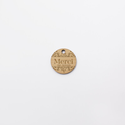 Etiquette cadeau illustrée Merci bois 35x35 - Bohème