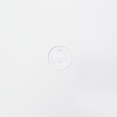 Etiquette cadeau illustrée Merci acrylique givré 35x35 - Bohème