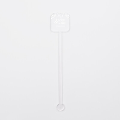 Touillette personnalisée mariés florale acrylique givré 30x160 - Bohème