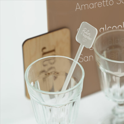 Touillette illustrée mariage acrylique givré 30x160 - Bohème