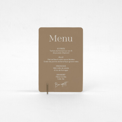 Menu personnalisé acrylique beige 135x196 - Bohème