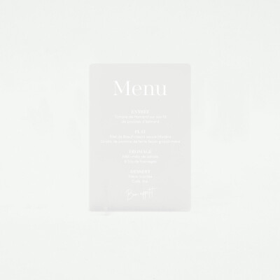 Menu personnalisé acrylique givré 135x196 - Bohème