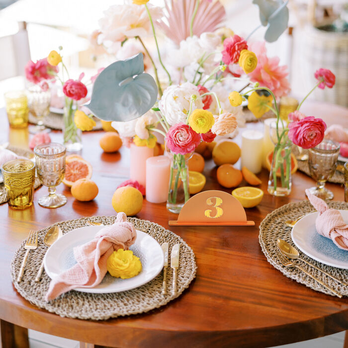 Numéro de table mariage acrylique coloré et acrylique iridescent 13x7 cm - Pop