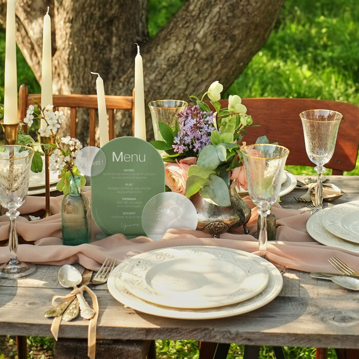 Menu mariage personnalisé acrylique vert 22x26 cm - Garden