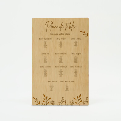 Plan de table personnalisé bois 258x900 - Bohème