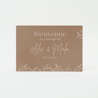 Panneau bienvenue personnalisé acrylique beige 800x550 - Bohème