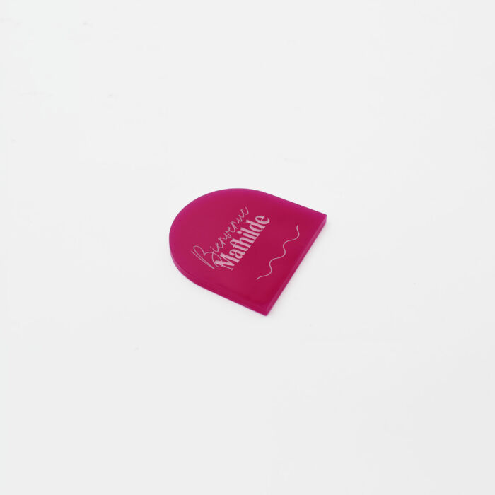 Marque-place personnalisé acrylique fuchsia 40x40 mm - Pop