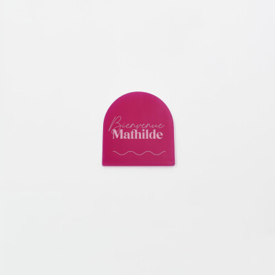 Marque-place personnalisé acrylique fuchsia 40x40 mm - Pop