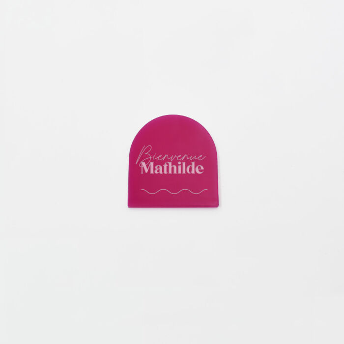 Marque-place personnalisé acrylique fuchsia 40x40 mm - Pop