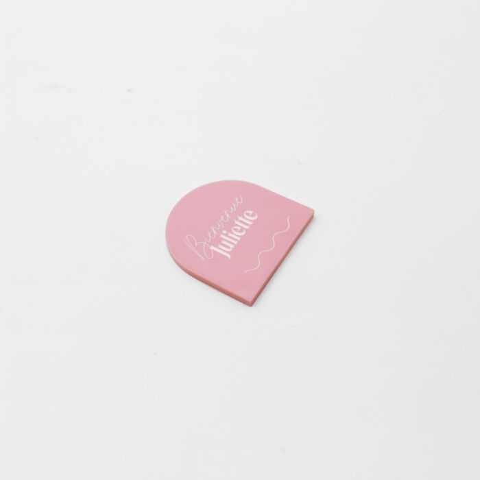 Marque-place personnalisé acrylique rose 40x40 mm - Pop