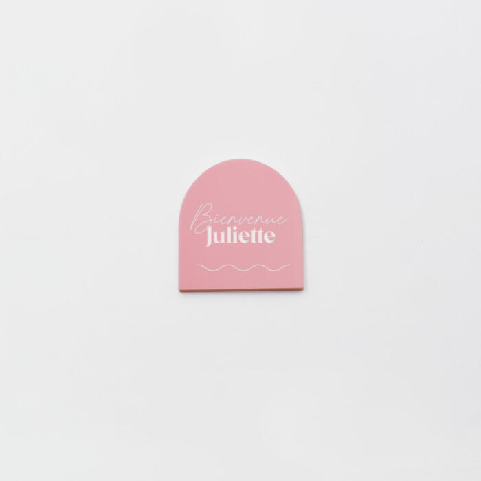 Marque-place personnalisé acrylique rose 40x40 mm - Pop