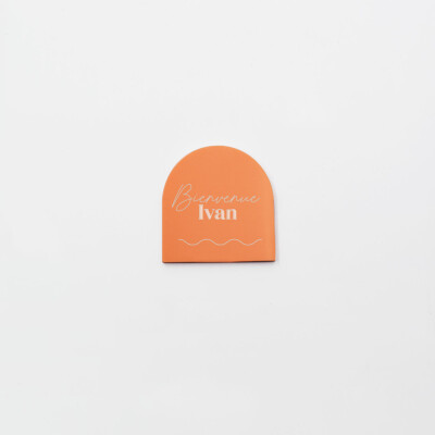 Marque-place personnalisé acrylique orange 40x40 mm - Pop