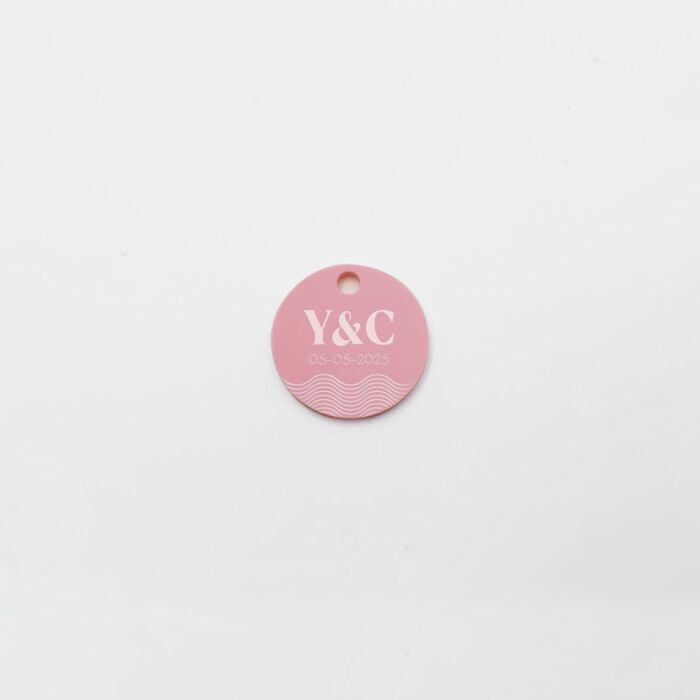 Etiquette cadeau personnalisée acrylique rose 35x35 mm - Pop