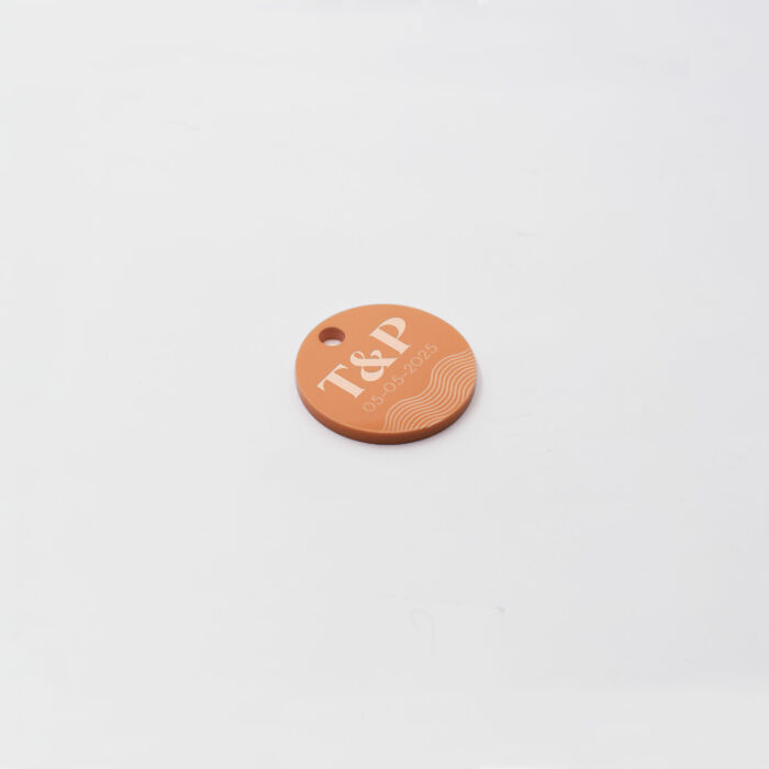 Etiquette cadeau personnalisée acrylique orange 35x35 mm - Pop