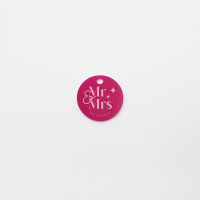 Etiquette cadeau personnalisée illustration acrylique fuchsia 35x35 mm - Pop