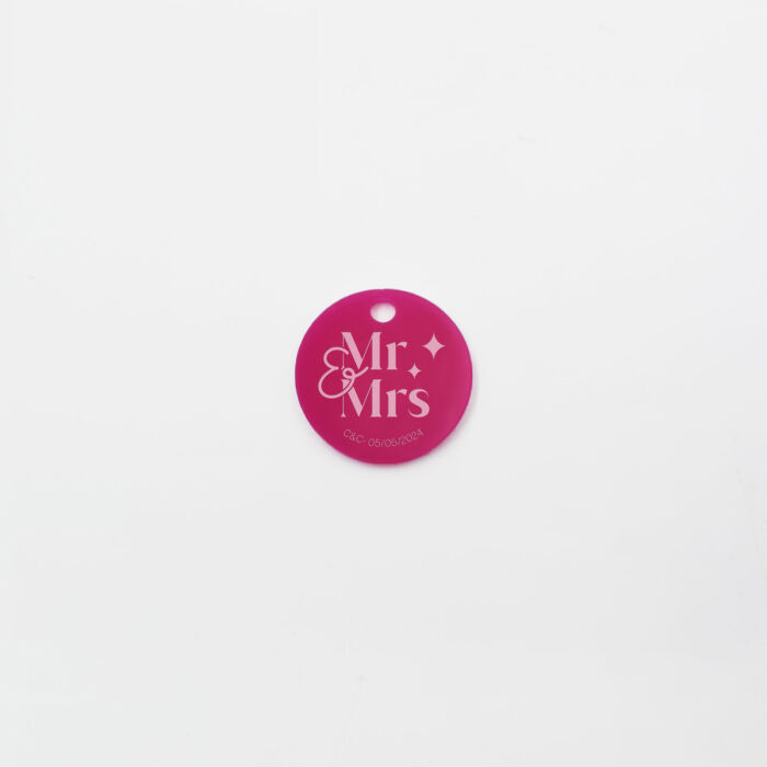 Etiquette cadeau personnalisée illustration acrylique fuchsia 35x35 mm - Pop