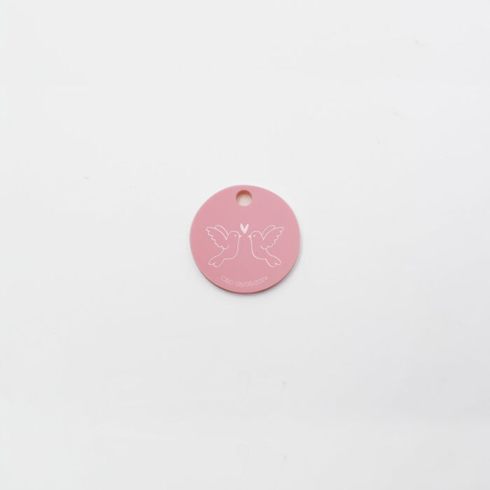 Etiquette cadeau personnalisée illustration acrylique rose 35x35 mm - Pop