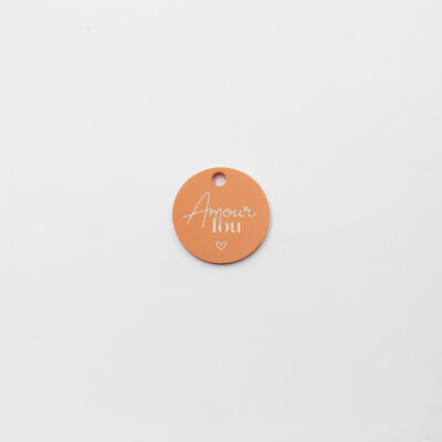 Etiquette cadeau personnalisée illustration acrylique orange 35x35 mm - Pop