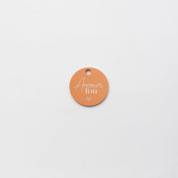 Etiquette cadeau personnalisée illustration acrylique orange 35x35 mm - Pop