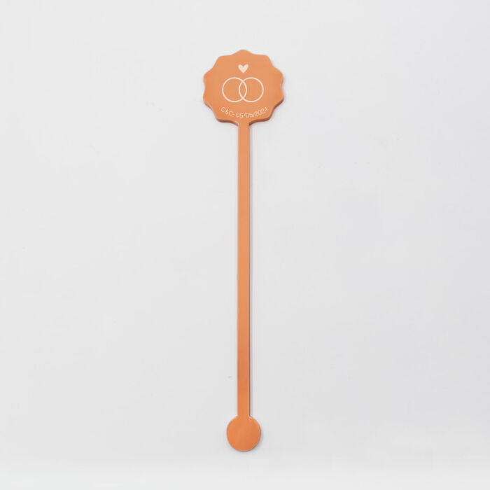 Touillette illustrée mariage acrylique orange 35x164 mm - Pop